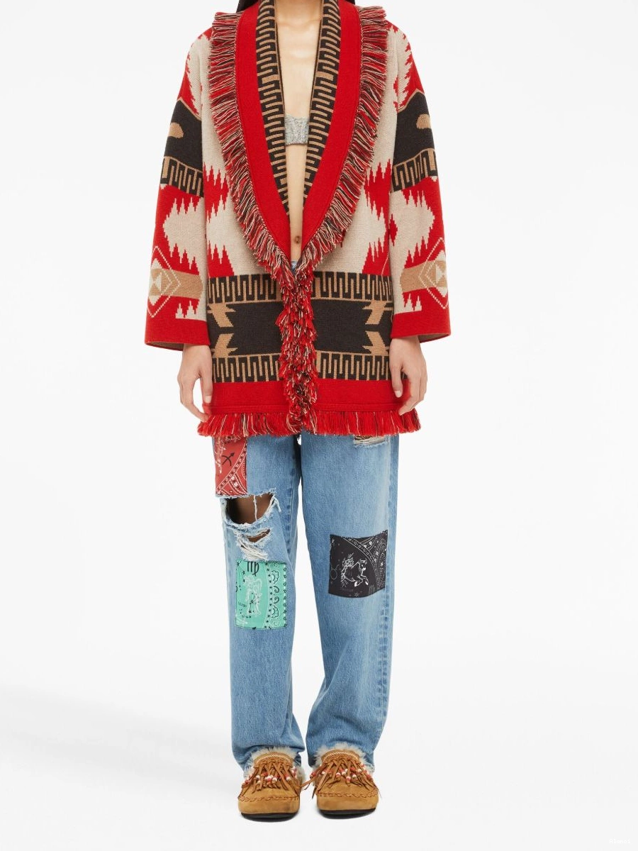 Affordable jacquard Women cardigan Icon Alanui cashmere 0804